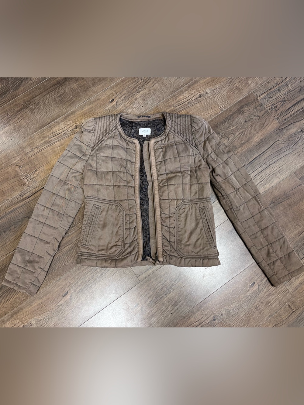 Wilfred Quilted Taupe Brown Puffer Jacket